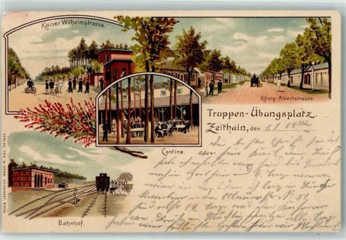 Zeithain 1902 Kaiser Wilhelmstraße König Albertstraße Cantine Bahnhof Eisenbahn Fahrrad