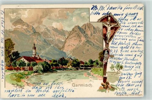 Garmisch 1902 Flurkreuz sign. Otto Frötzel