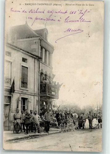 Nancois-sur-Ornain 1918 Hotel et Place de la Gare Fahrrad