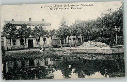 Oranienburg Malzer Schleuse Gasthaus von Paul Rönnebeck Kinder mit Hund