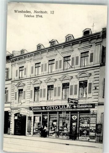 Wiesbaden Geschäft Drogerie Otto Lilie Moritzstraße 12 Rotes Kreuz Emailleschild