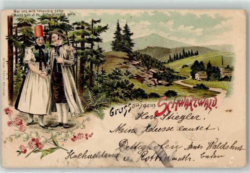Gruss aus dem Schwarzwald Liebespaar Zieher, Ottmar Lithographie