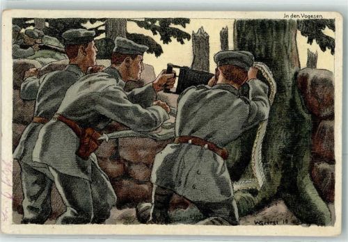 1915 sign. Georgi Soldaten in den Vogesen Maschinengewehr Schützengraben WK I