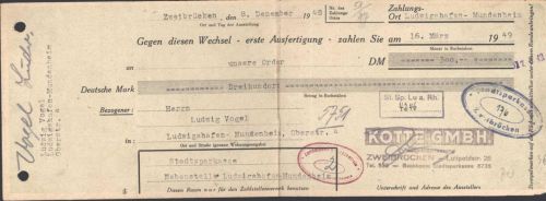 Zweibrücken Wechsel von 1949 Kotte GmbH