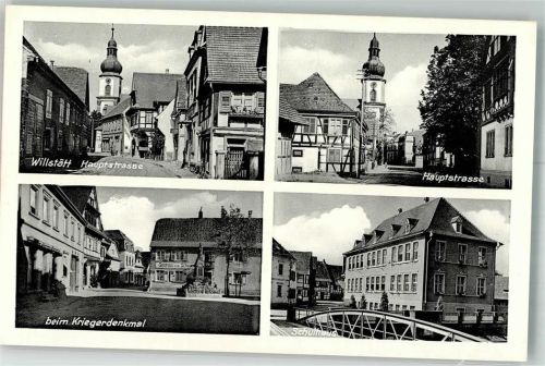 77731 W7608 Willstätt - Hauptstraße Kriegerdenkmal Schulhaus