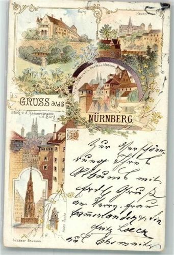 Nürnberg 1897 Burg Neues Tor Alter Stadtwall German. Museum Schöner Brunnen Hans Sachs Denkmal