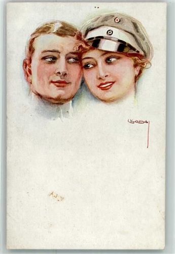 1916 Mann Frau mit Militärmütze PFB Nr.3964-6
