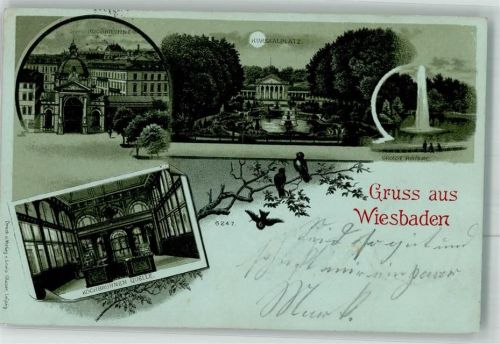 Wiesbaden 1899 Kochbrunnen Kursaalplatz