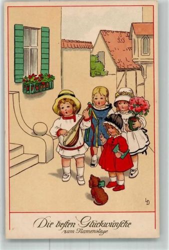 Namenstag Kinder Ständchen Dackel Mandoline Meissner u. Buch Serie 2301