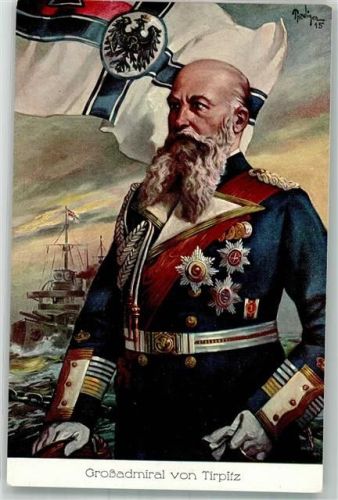 Großadmiral von Tirpitz Uniform mit Orden Kriegsfahne sign. Prediger