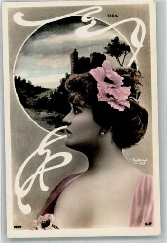 Frauenschönheit Jugendstil Blüten im Haar S.I.P. Serie 1889