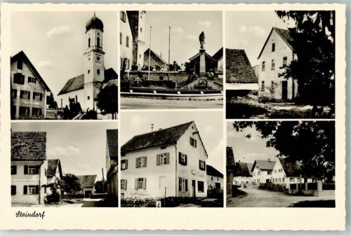 82297 W8081 Steindorf , Paar Foto AK Kirche St. Stephan Kriegerdenkmal Fotograf Hasslacher