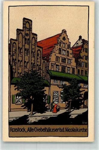 Rostock Alte Giebelhäuser b. d. Nicolaikirche
