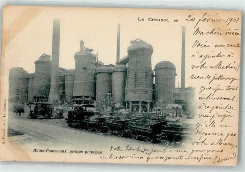 Le Creusot 1901 Hauts Fourneaux groupe principal Eisenbahn Fabrik Werk