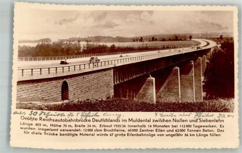 Siebenlehn Reichsautobahnbrücke im Muldental Stempel: Siebenlehn Die Stadt an der größten Brücke