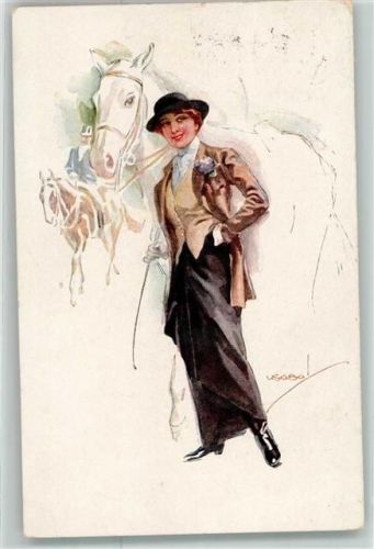 1921 Frau Reitdress Pferd Verlag ERKAL Nr.320-3