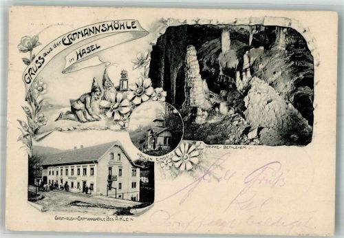 Hasel 1905 Gasthaus zur Erdmannshöhle Zwerge Höhlen-Eingang Krippe von Bethlehem