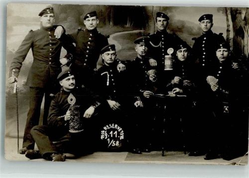 Glogau Uniform Reserve 1908 - 1910 Gruppenfoto Ort handschriftlich