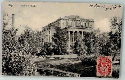 Riga 1903 Deutsches Theater Marke bildseitig