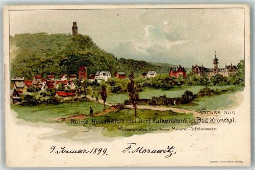 Kronberg 1899 Ruine Heilanstalt u. Dorf Falkenstein Quellenpark Kronthal