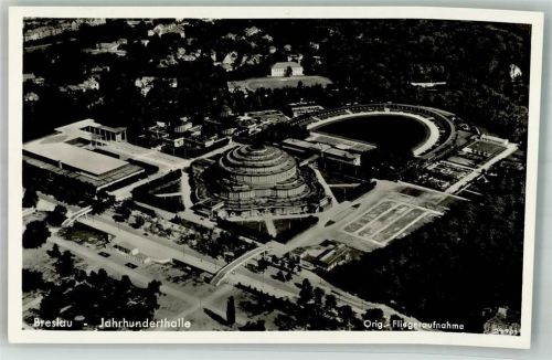 Breslau 1938 Fliegeraufnahme Jahrhundethalle