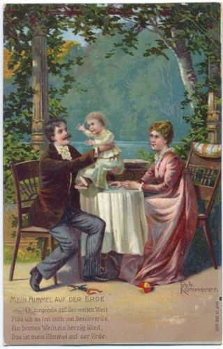 Künstler-Ak Ser. 862 No. 2541, Glückliche Familie, Gedicht -Mein Himmel auf der Erde-, Mode, SpielzeugArtist-card ser. 862 no. 2541, Happy little fami,sign. Rob. Kämmerer