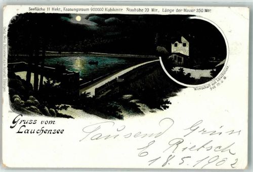 Guebwiller 1902 LauchenseeGasthaus Lithographie/Mondschein