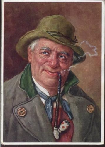 um 1930/40 Mann raucht Pfeife. Trachten. Nr. 814.,Fingerle & Co.
