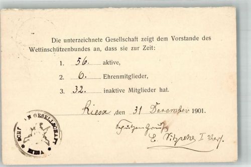 Riesa 1901 Bundesvorsteher des Wettinschützenbundes