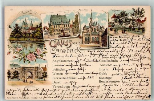 Osnabrück 1895 Hegertor Rathaus Marienkirche Vili-Schanze Dom