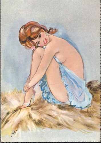 um 1960/70 Frau in Reizwäsche.