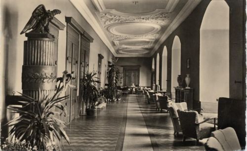 um 1960 Stolberg im Harz, Wandelgang im FDGB-Erholungsheim -Comenius-, gewellter Rand,VEB Bild und Heimat Reichenbach