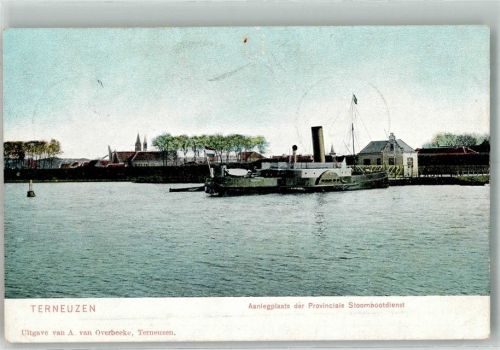 Terneuzen 1907 Anlegestelle der Provinzialen Stoombootdienst Kleinere Dampfschiffe