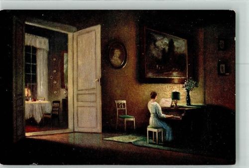 sign. Gehrmann Abendlied Frau am Klavier Moderne Meister Verlag Arthur Rehn & Co. No. 172