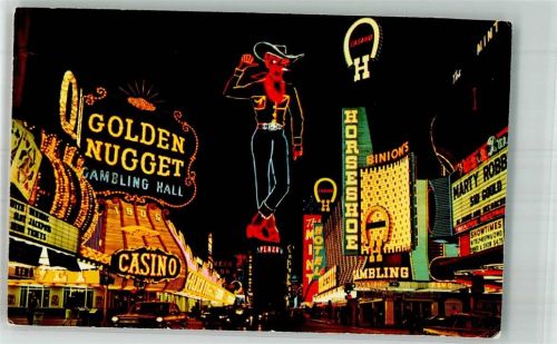 Las Vegas 1972 Fremont Street Gasthaus Nacht Werbung Luftpost
