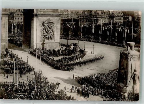 Paris 1919 Siegesparade am Arc de Triomphe Ort lt. Recherche