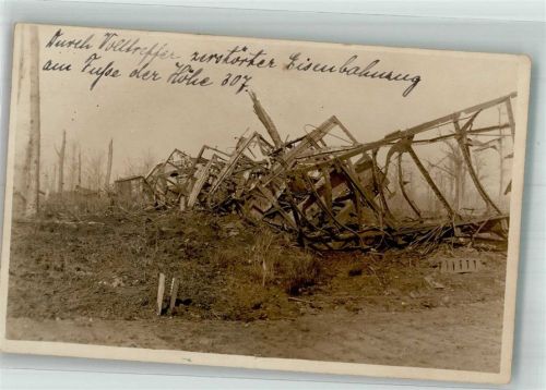 Verdun Eisenbahnbrücke zerstört WK I Höhe 307 Ort handschriftlich