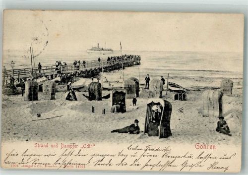 Göhren 1904 Strandleben Seebrücke und Dampfer Odin Verlag Stengel & Co. 14931