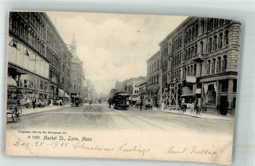 Lynn 1905 Geschäft Straßenbahn Market St.
