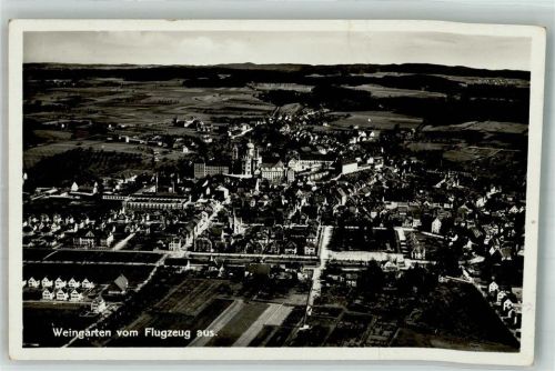 Weingarten 1933 Fliegeraufnahme des Ortes mit der Benediktiner-Abtei Verlag Sting