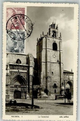 Palencia 1952 Kathedrale Marke bildseitig