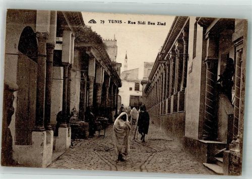 Tunis 1927 Tracht Marktszene Rue sidi Ben Ziad