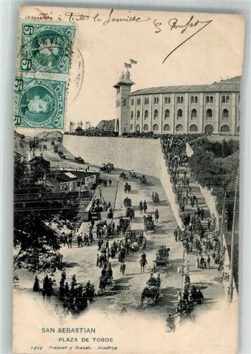 San Sebastian 1906 Plaza de Toros Marke bildseitig Hauser y Menet