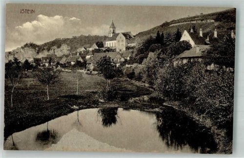 Istein Panorama des Ortes mit St. Michael Kirche