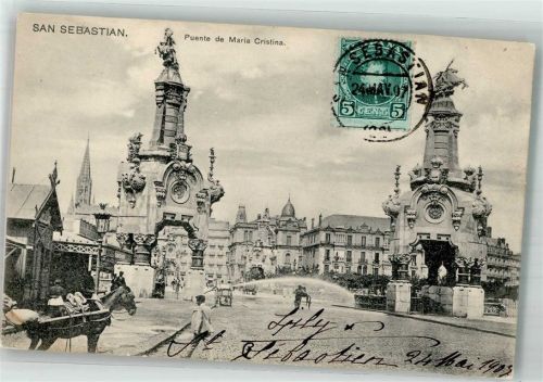 San Sebastian 1907 Denkmal Puente de Maria CristinaMarke Bildseitig