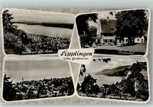 Sipplingen Panorama des Ortes am Obersee mit Pfarrkirche St. Martin und Haldenhof