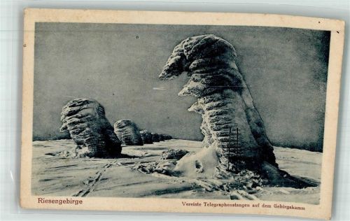 Hirschberg im Riesengebirge Riesengebirge vereiste Telegrafenstangen Ort lt. Verlag