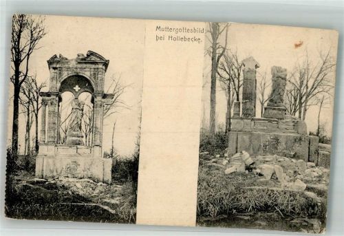 Ypres 1917 Hollebeke Denkmal Muttergottesbild Trümmer