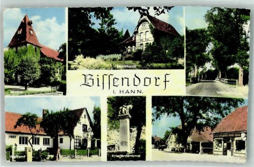 Bissendorf Kirche Pfarrhaus Postamt Kriegerdenkmal Marktplatz Geschäft