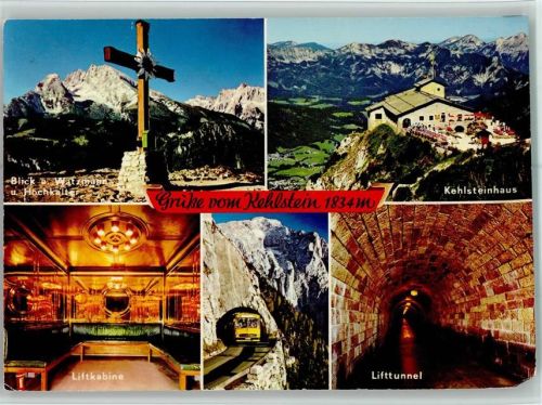 Obersalzberg Kehlsteinhaus Gipfelkreuz Blick auf den Watzmann und Hochkalten Innenaufnahme Liftkabine Lifttunnel Mehrfachaufnahme